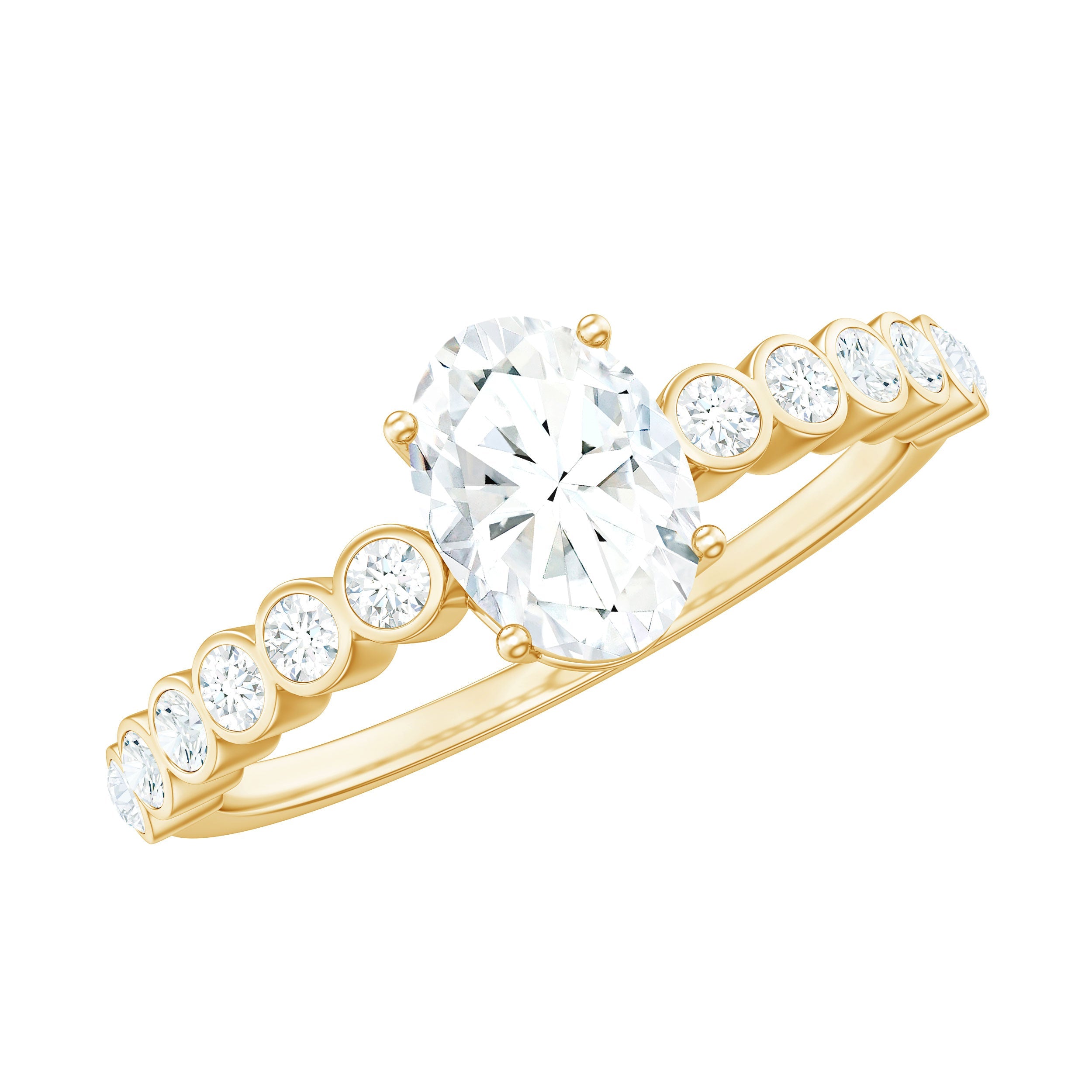 Oval Cut Moissanite Engagement Ring with Side Stones | Rings | Wiccan Center