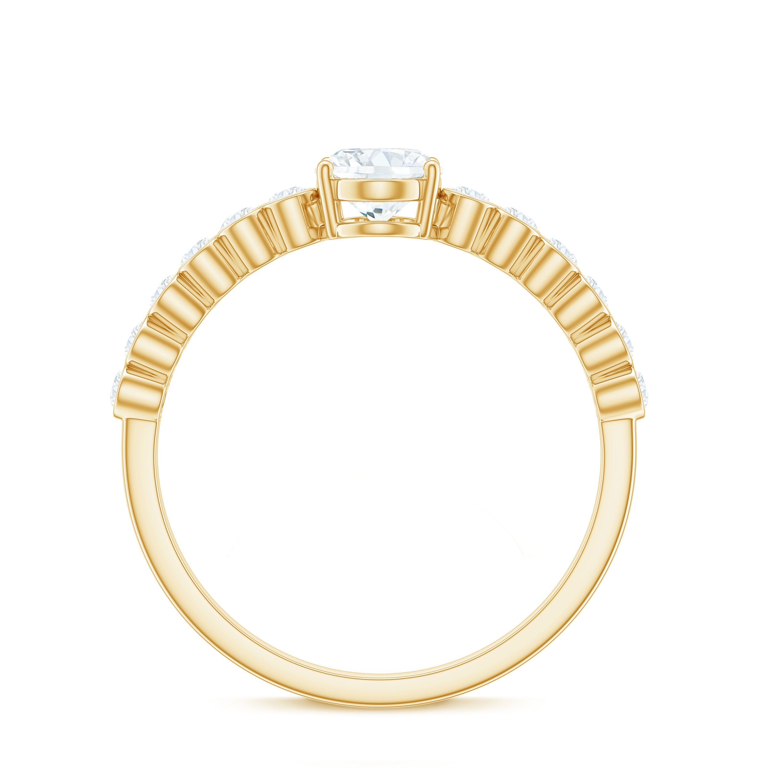 Oval Cut Moissanite Engagement Ring with Side Stones