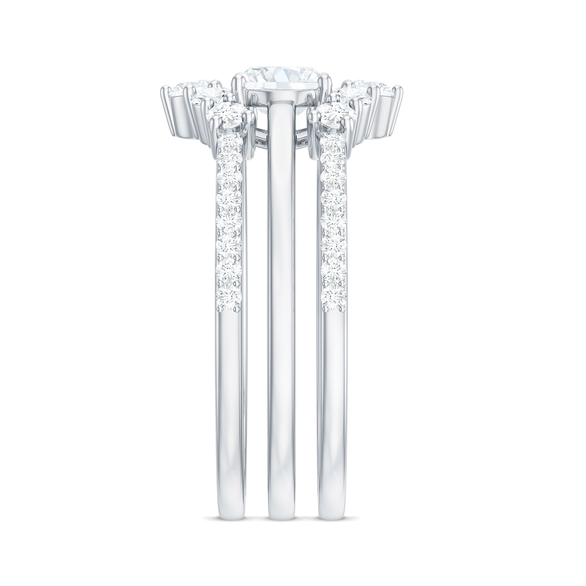 Brilliant Cut Moissanite Trio Wedding Ring Set with Certificate