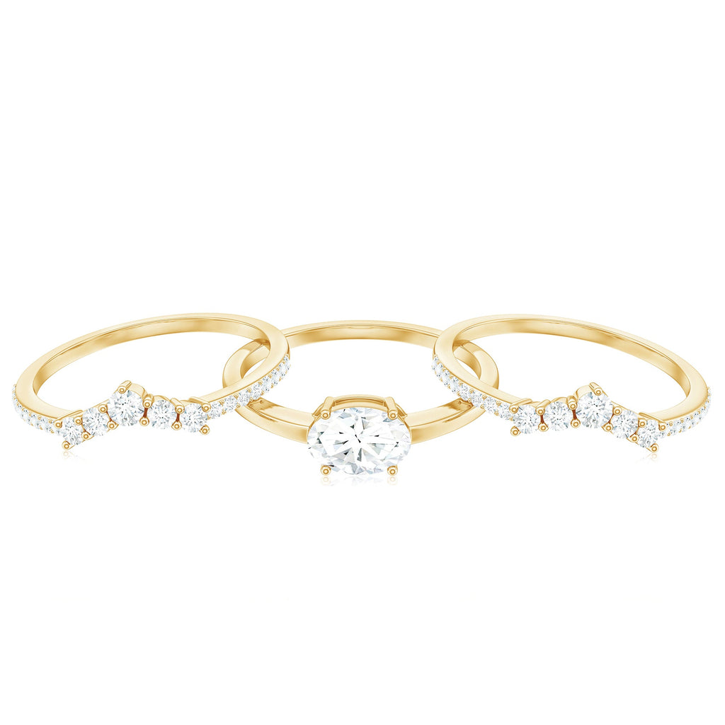 Brilliant Cut Moissanite Trio Wedding Ring Set with Certificate