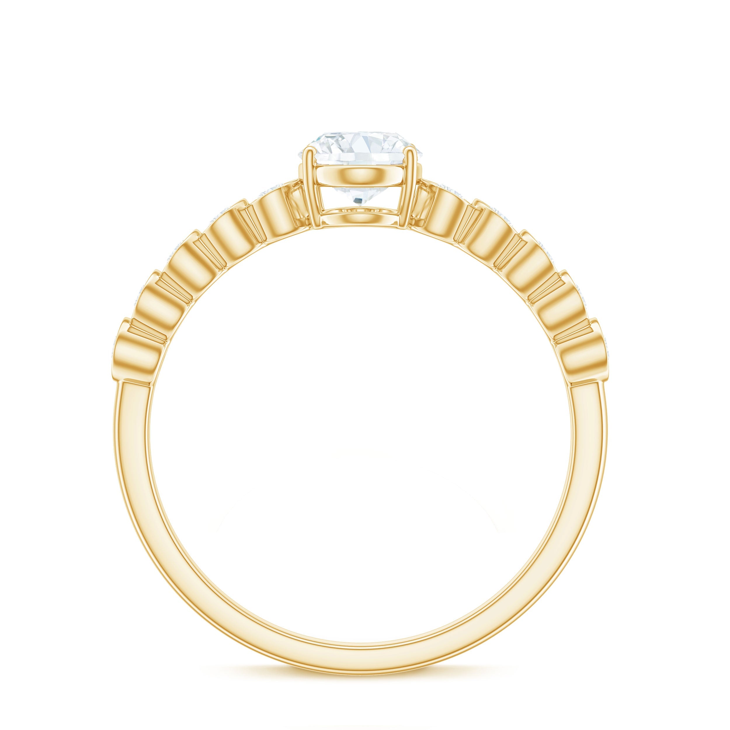 Certified Moissanite Oval Cut Engagement Ring with Side Stones