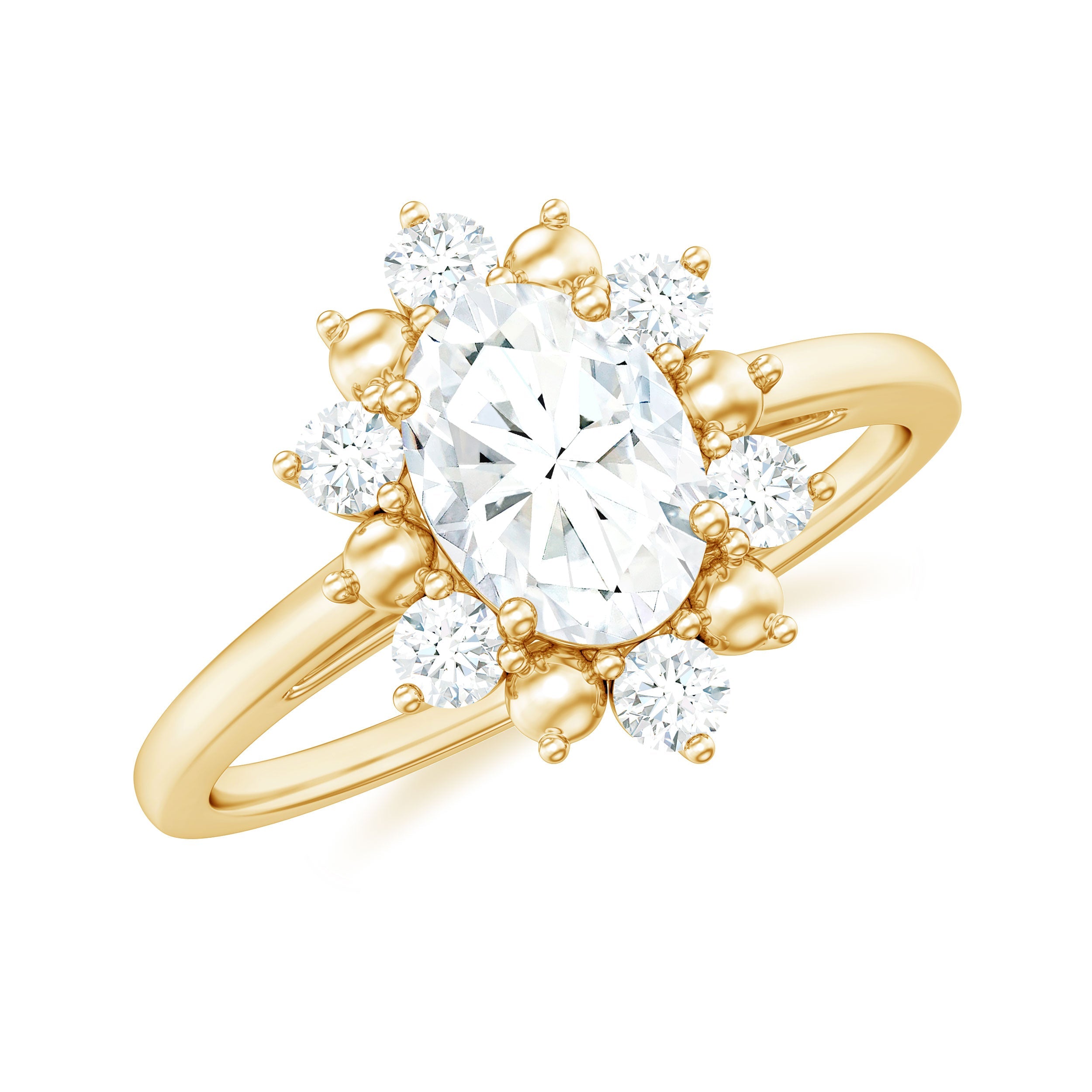 Certified Oval Moissanite Flower Halo Engagement Ring | Rings | Wiccan Center