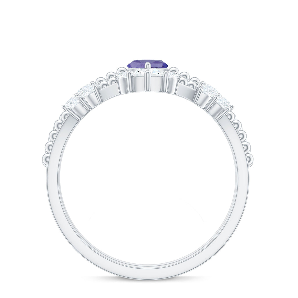 Natural Marquise Tanzanite Diamond Engagement Ring Set