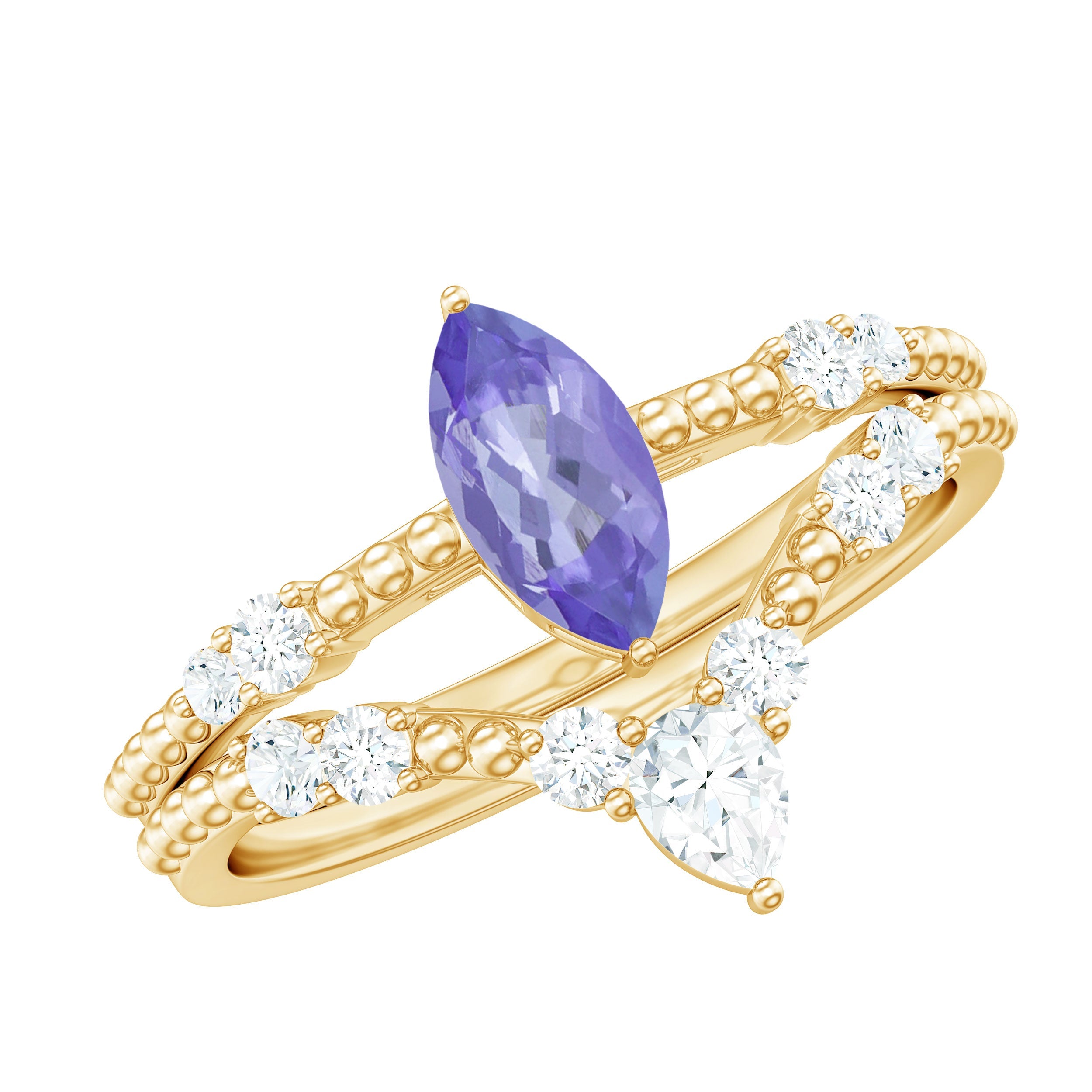 Natural Marquise Tanzanite Diamond Engagement Ring Set | Rings | Wiccan Center