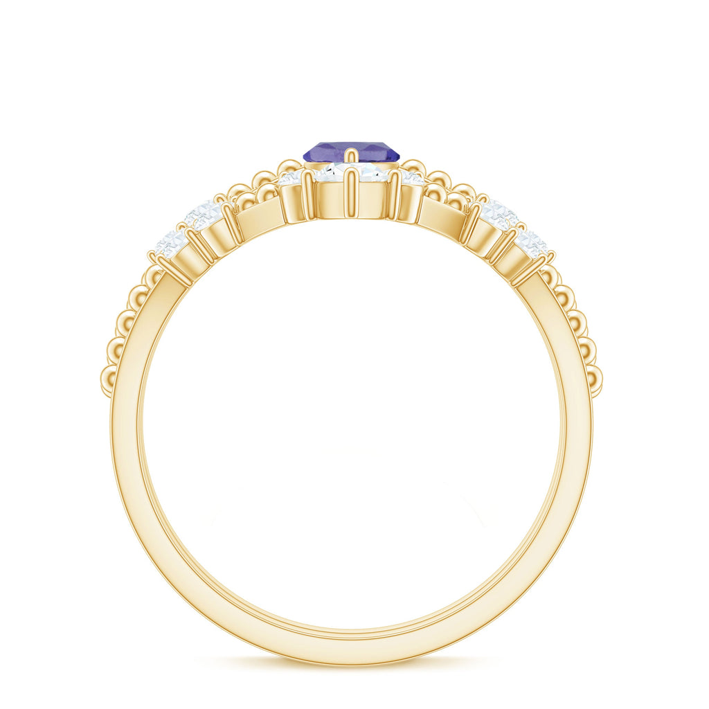 Natural Marquise Tanzanite Diamond Engagement Ring Set