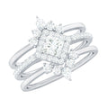 Princess Cut Moissanite Trio Bridal Ring Set with Certificate