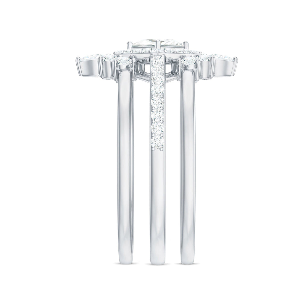 Princess Cut Moissanite Trio Bridal Ring Set with Certificate