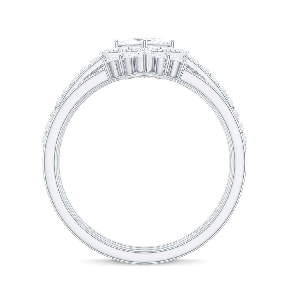 Princess Cut Moissanite Trio Bridal Ring Set with Certificate