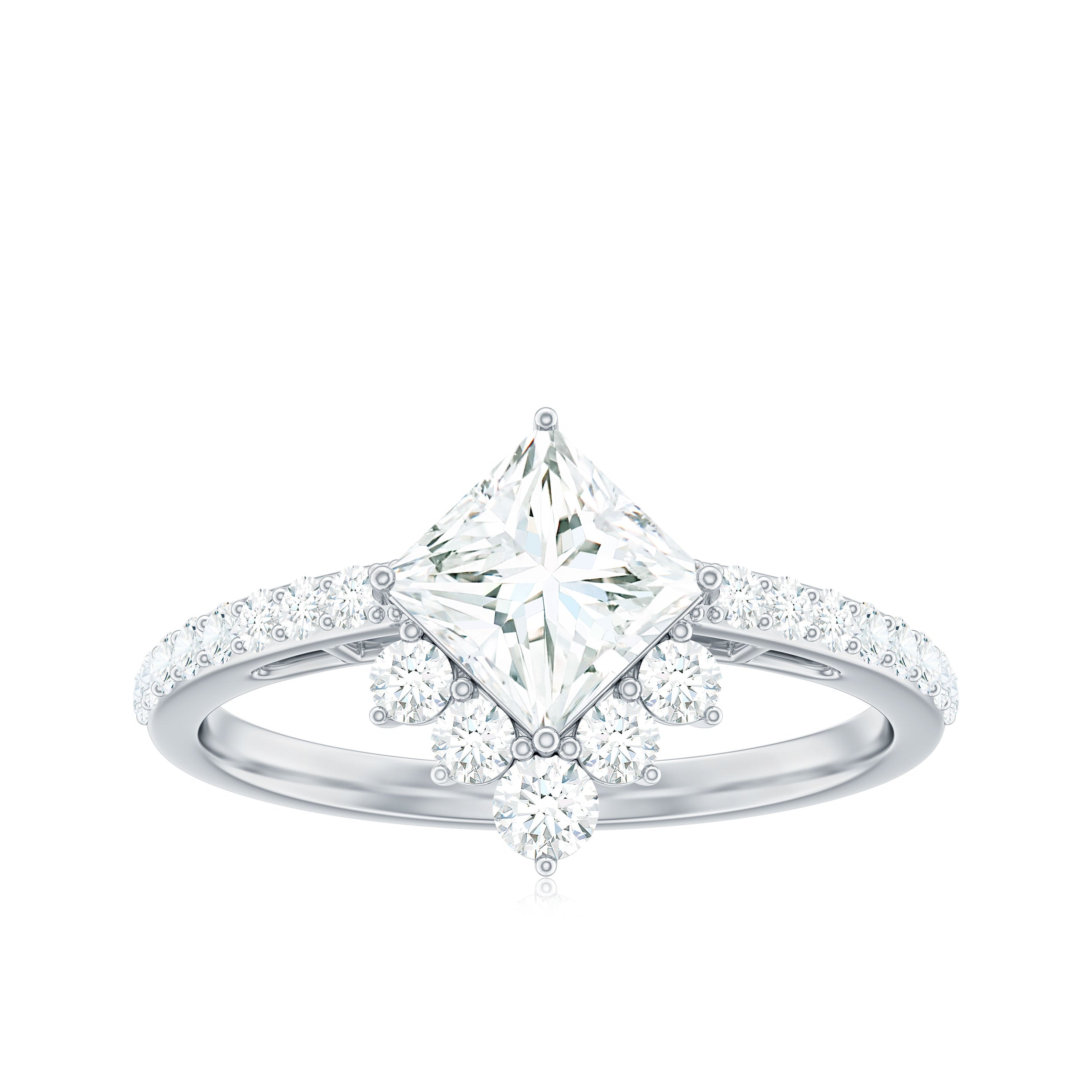 Princess Cut Moissanite Designer Engagement Ring for Women