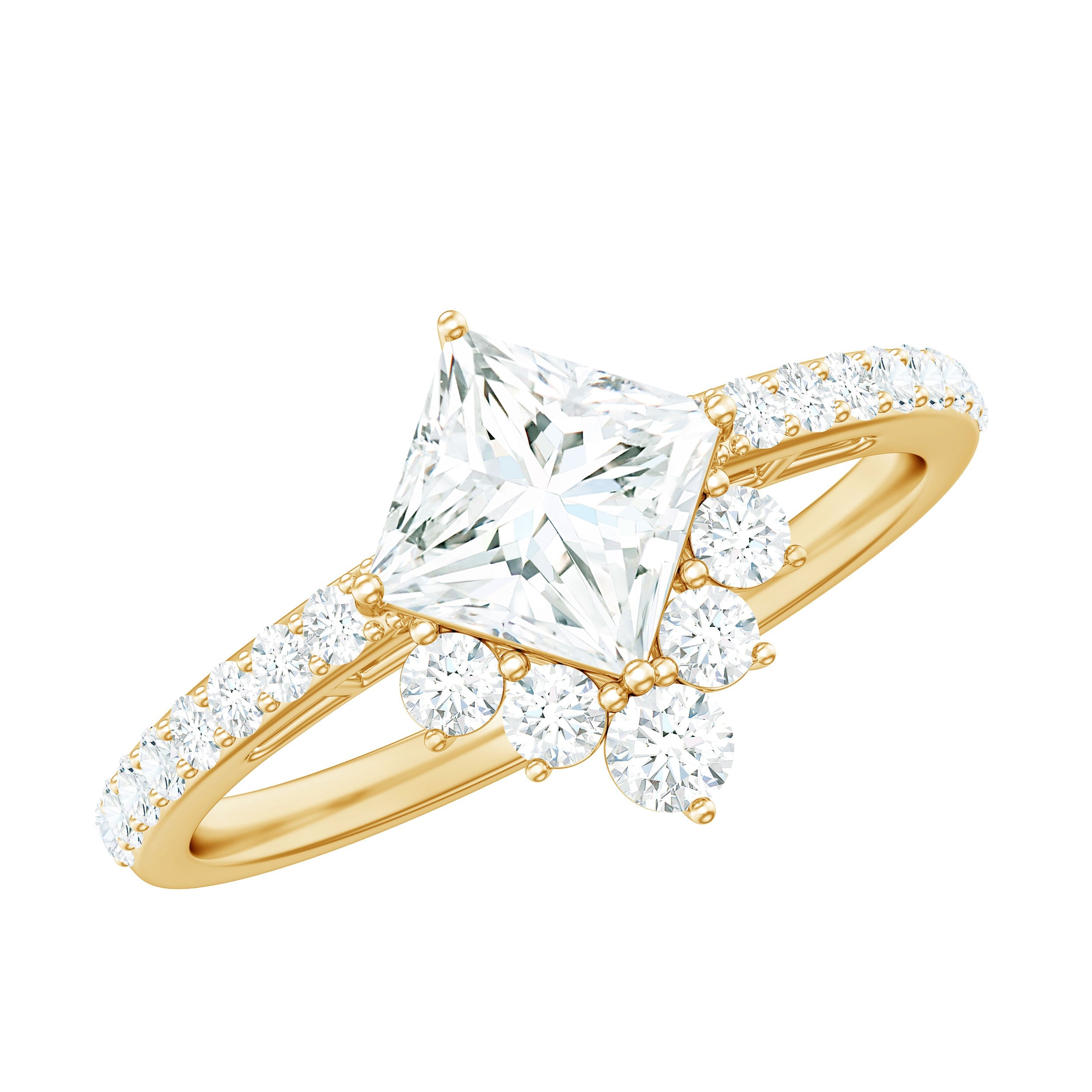 Princess Cut Moissanite Designer Engagement Ring for Women | Rings | Wiccan Center