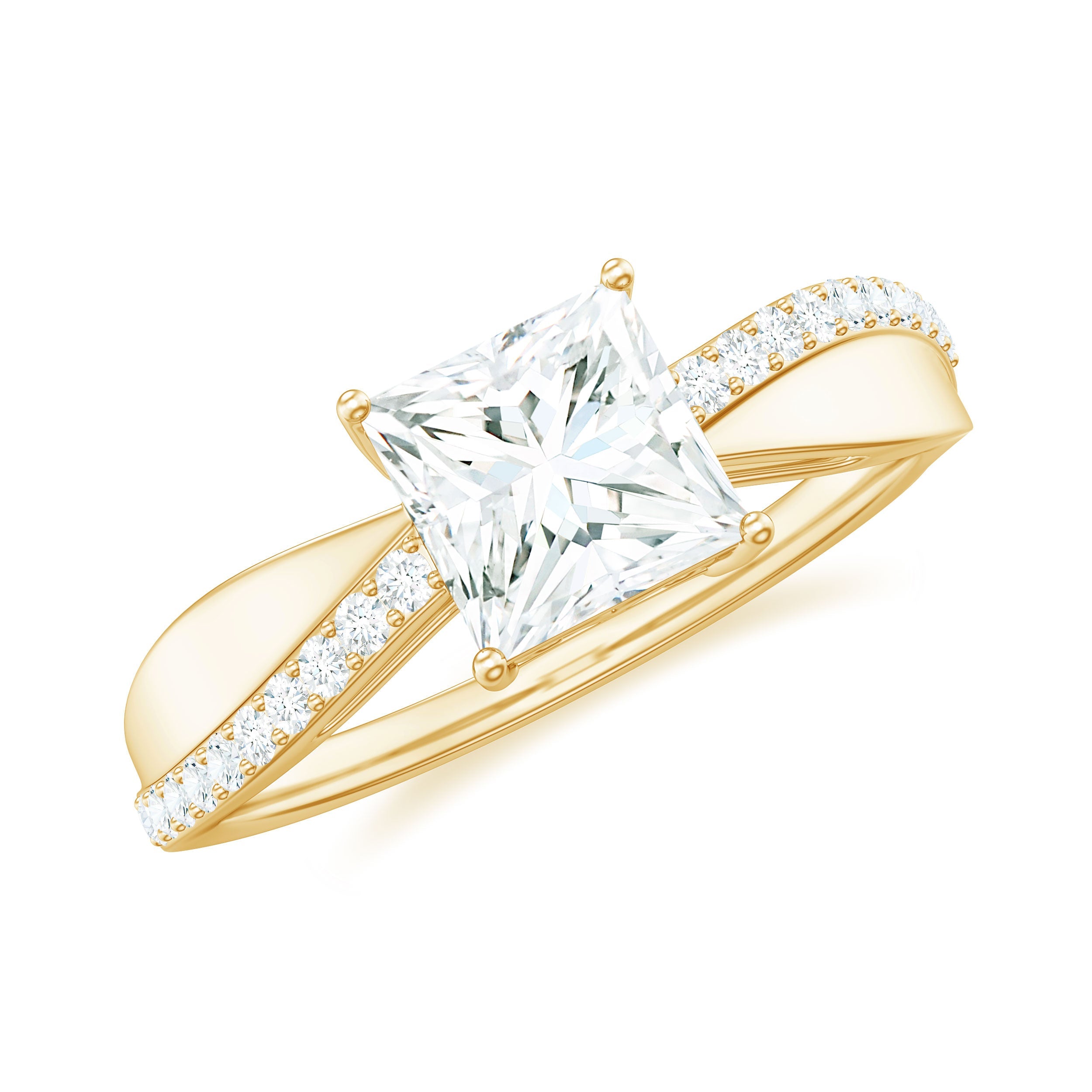 Solitaire Moissanite Princess Cut Engagement Ring | Rings | Wiccan Center