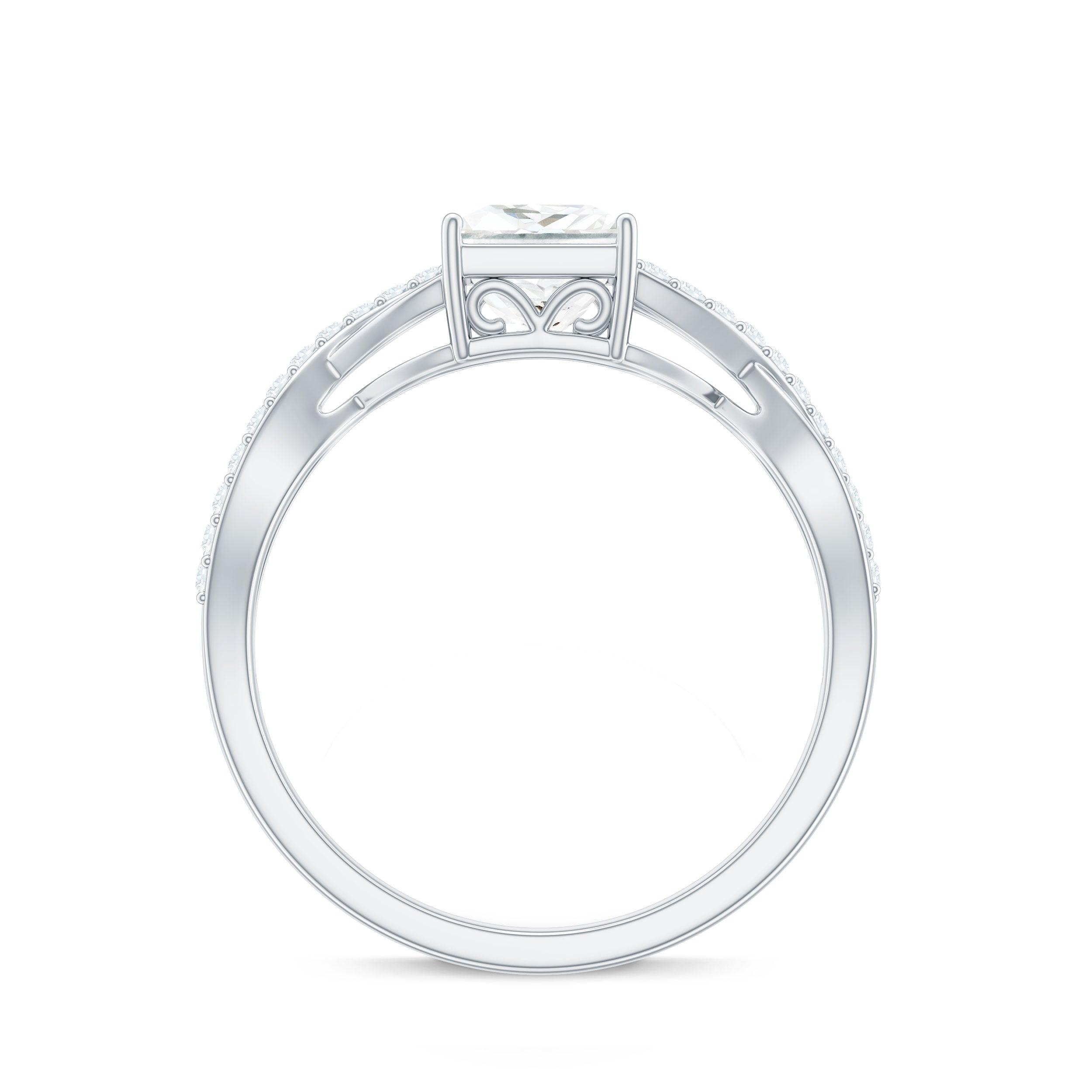 Princess Cut Moissanite Crossover Engagement Ring for Women