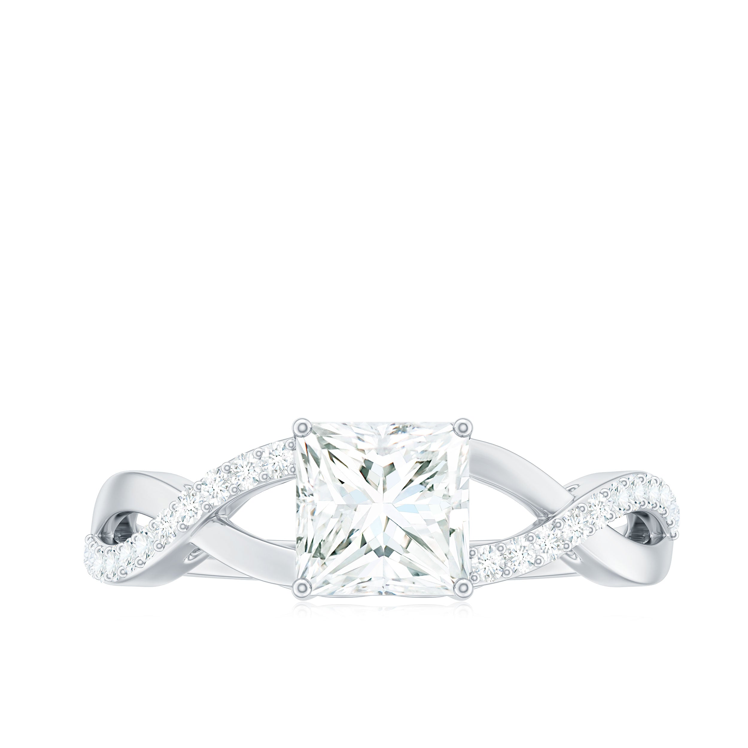 Princess Cut Moissanite Crossover Engagement Ring for Women