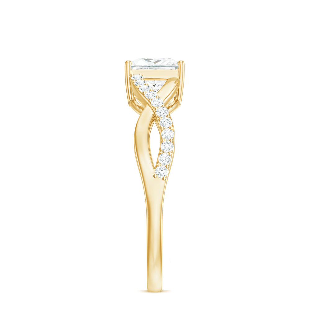 Princess Cut Moissanite Crossover Engagement Ring for Women