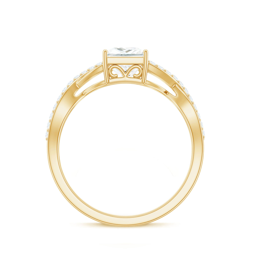 Princess Cut Moissanite Crossover Engagement Ring for Women