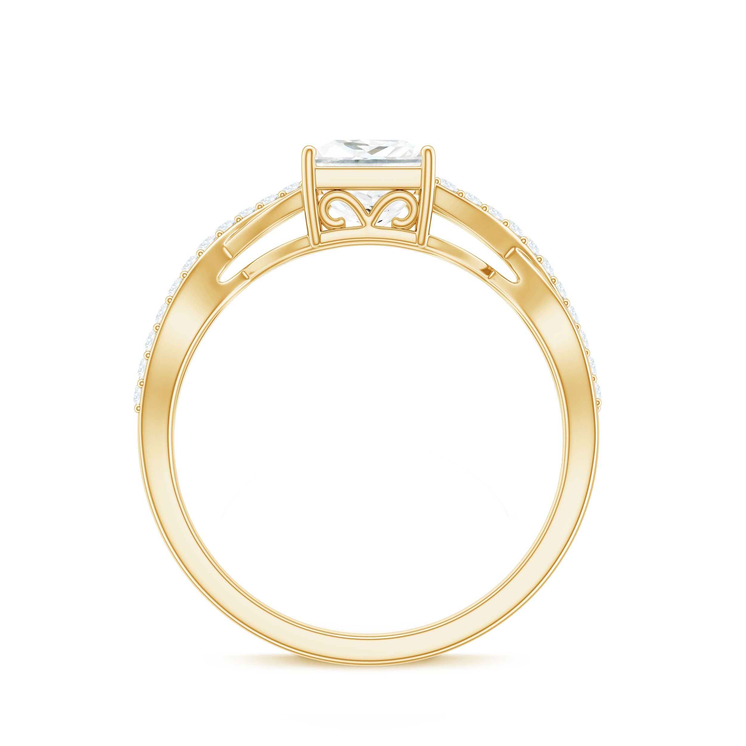 Princess Cut Moissanite Crossover Engagement Ring for Women