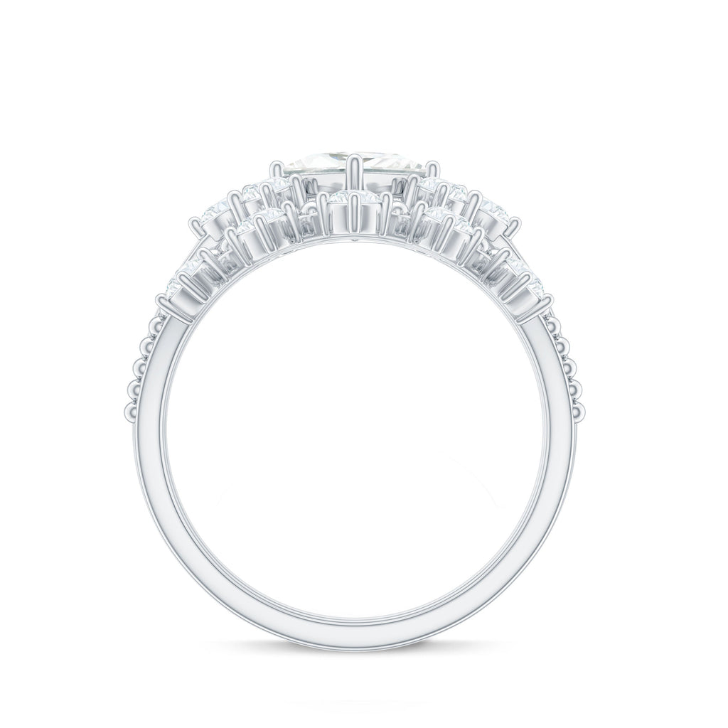 Princess and Round Cut Moissanite Wedding Ring Set