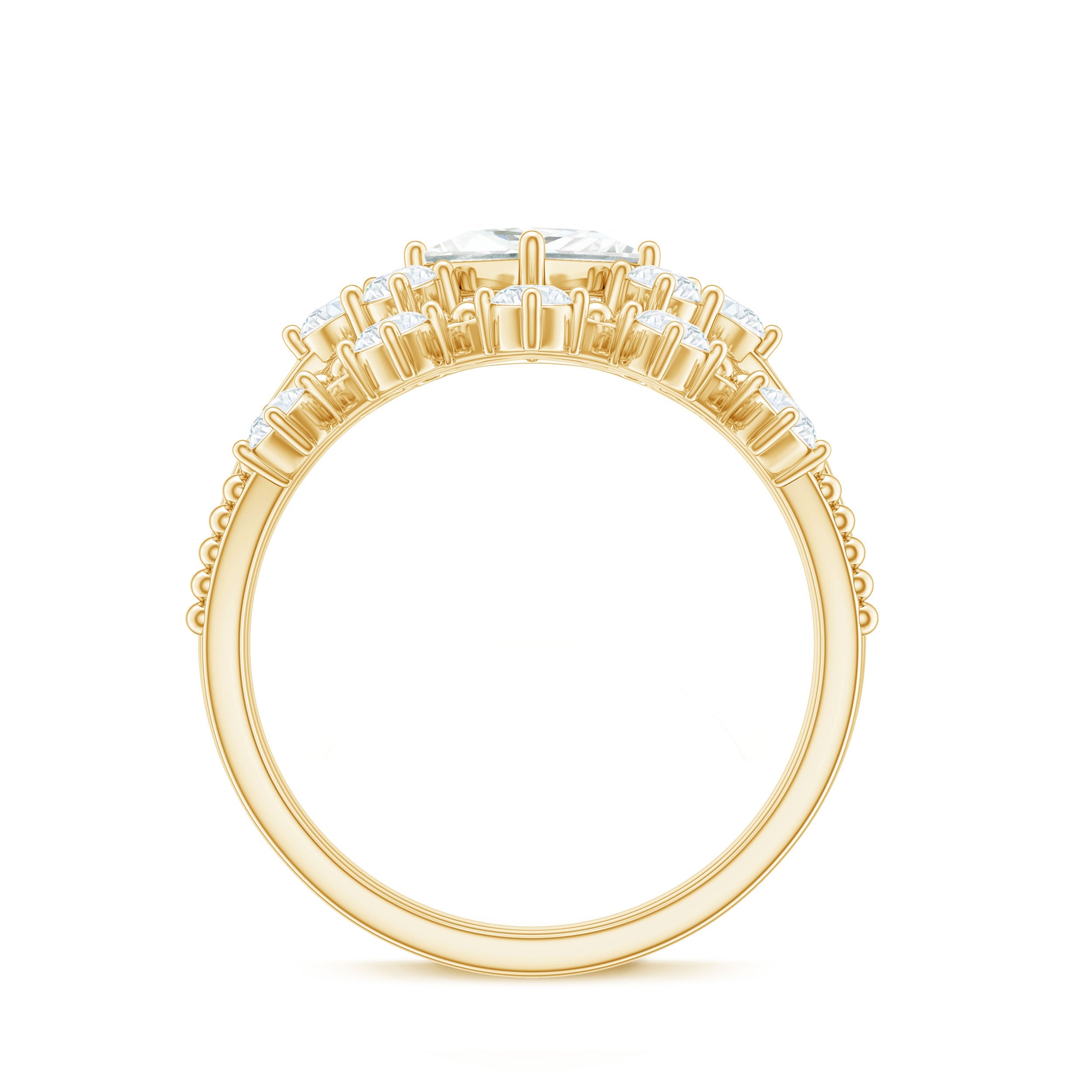 Princess and Round Cut Moissanite Wedding Ring Set