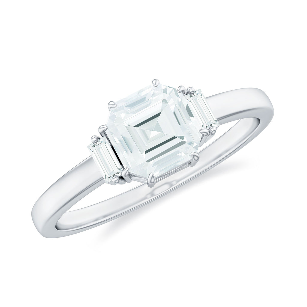 Asscher Cut Moissanite Engagement Ring with Certificate