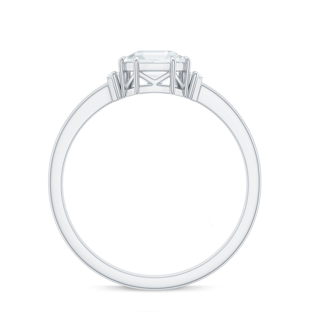 Asscher Cut Moissanite Engagement Ring with Certificate
