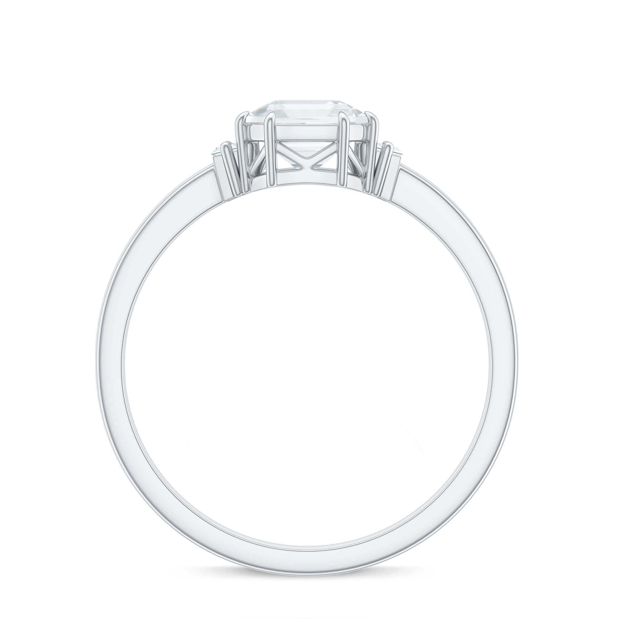 Asscher Cut Moissanite Engagement Ring with Certificate