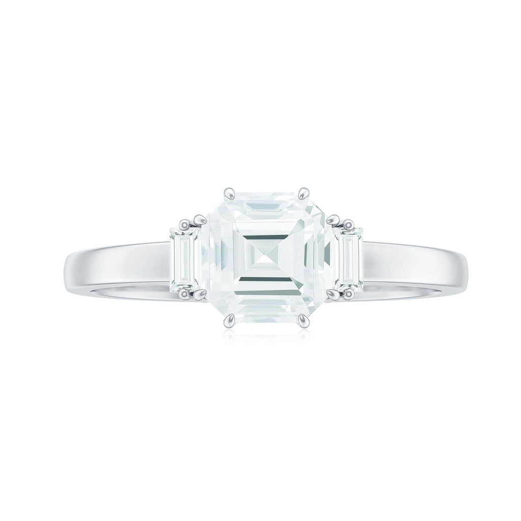 Asscher Cut Moissanite Engagement Ring with Certificate