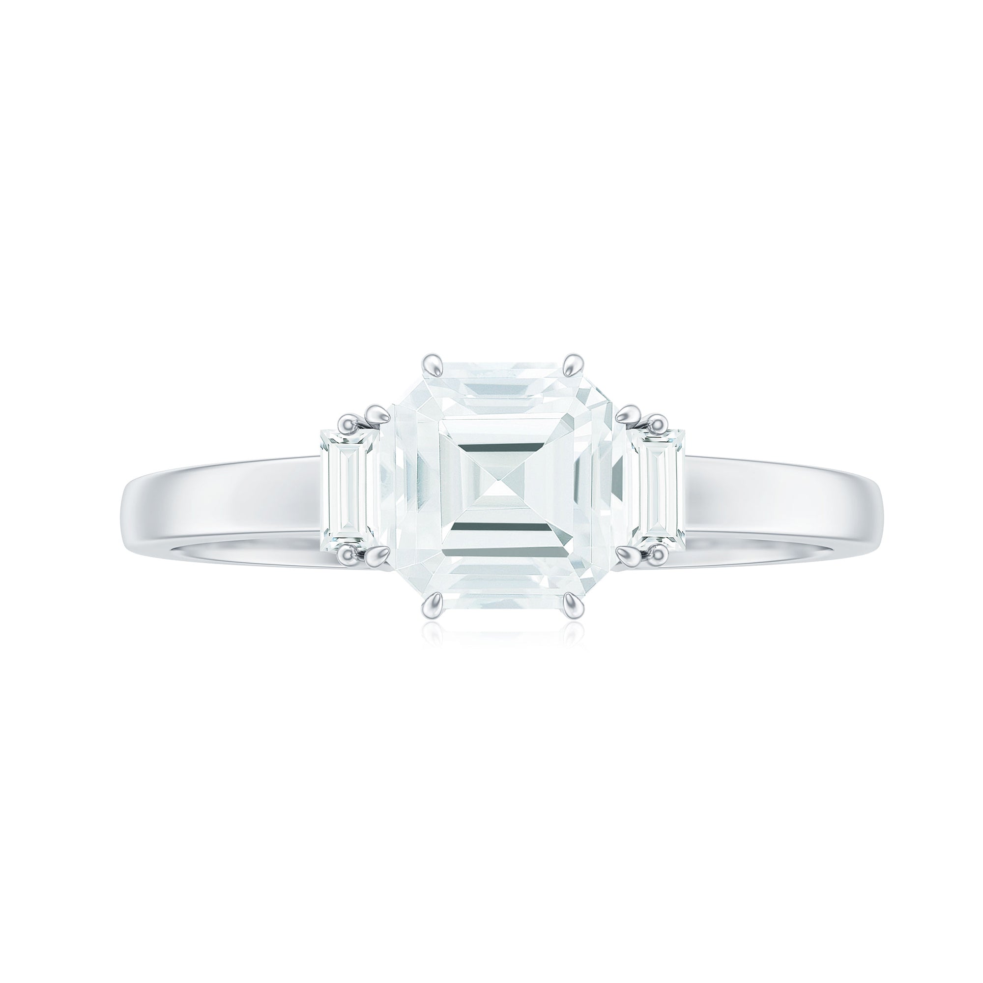 Asscher Cut Moissanite Engagement Ring with Certificate