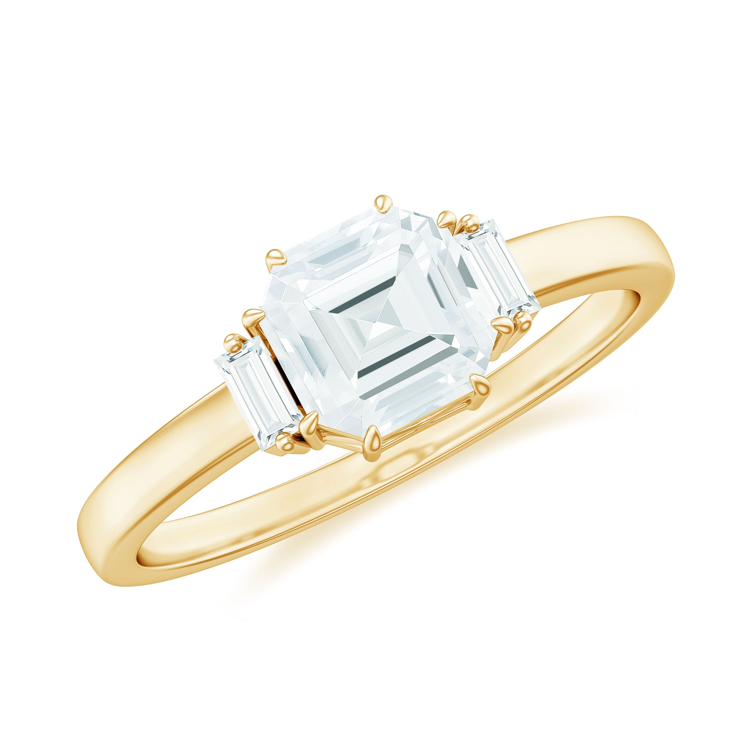 Asscher Cut Moissanite Engagement Ring with Certificate | Rings | Wiccan Center