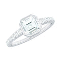Asscher Cut Moissanite Solitaire Engagement Ring in Bezel Setting