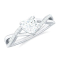 1.50 CT Heart Shape Moissanite Crossover Engagement Ring