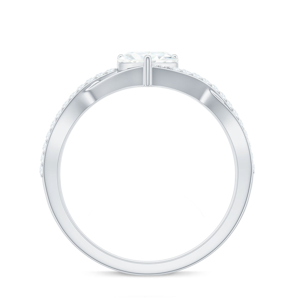 1.50 CT Heart Shape Moissanite Crossover Engagement Ring