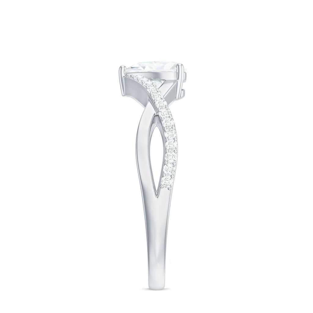 1.50 CT Heart Shape Moissanite Crossover Engagement Ring