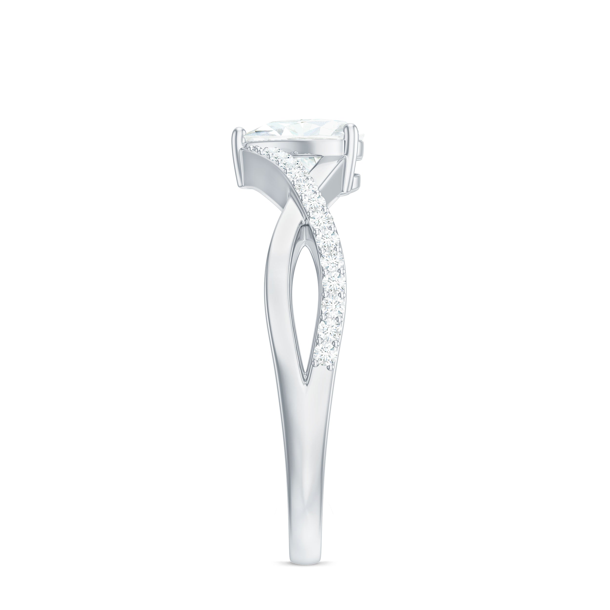 1.50 CT Heart Shape Moissanite Crossover Engagement Ring