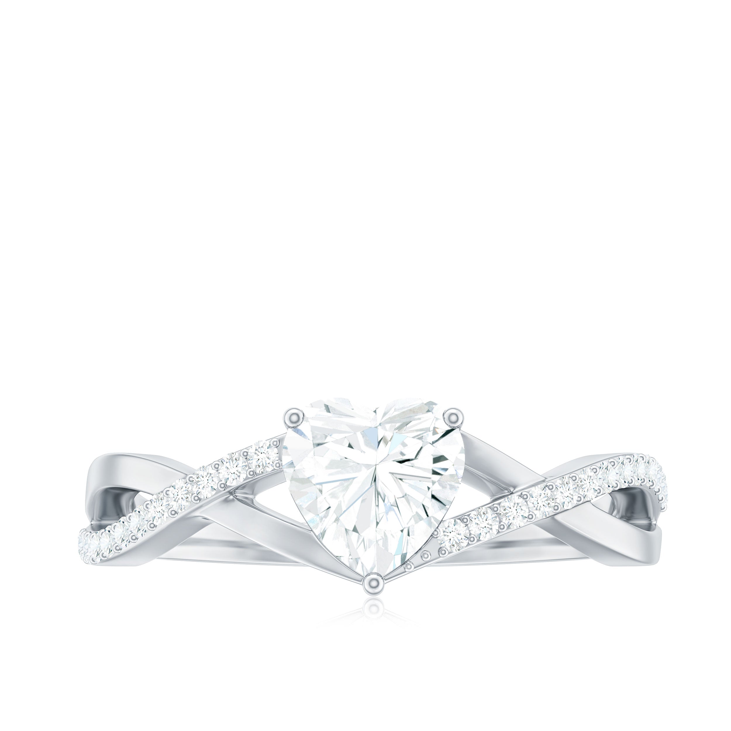 1.50 CT Heart Shape Moissanite Crossover Engagement Ring