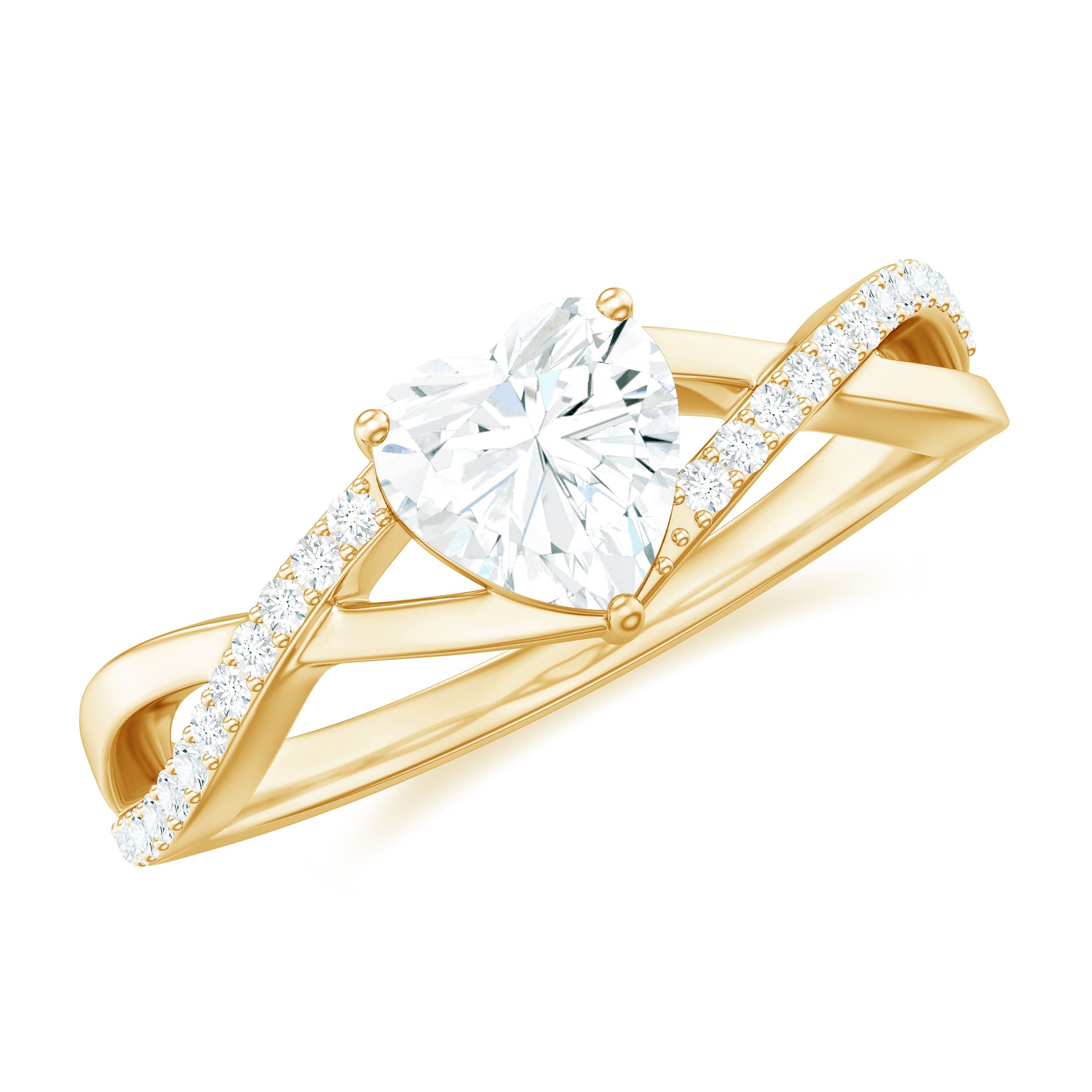 1.50 CT Heart Shape Moissanite Crossover Engagement Ring | Rings | Wiccan Center