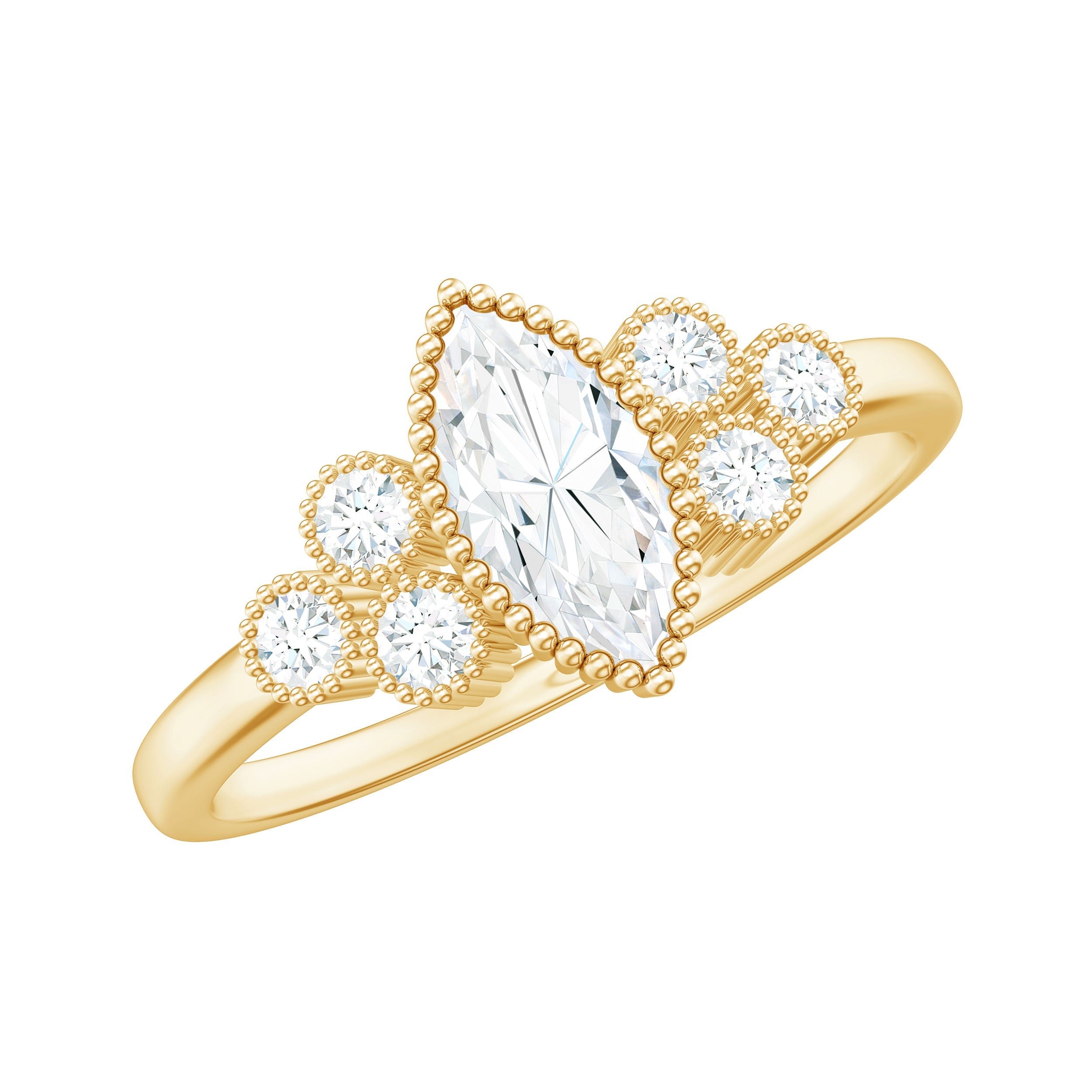 Marquise Moissanite Engagement Ring with Trios | Rings | Wiccan Center