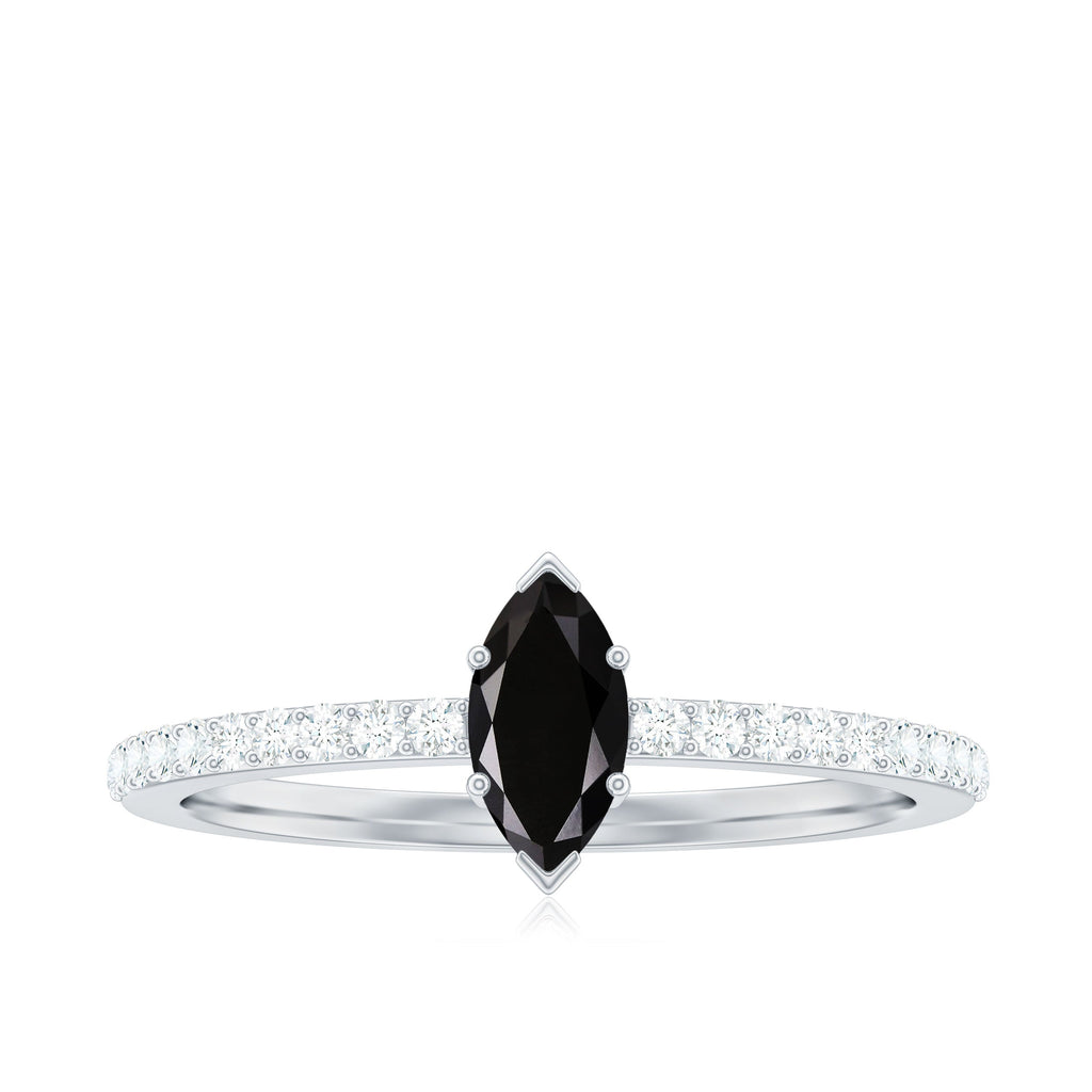 Marquise Black Spinel Diamond Promise Ring for Proposal