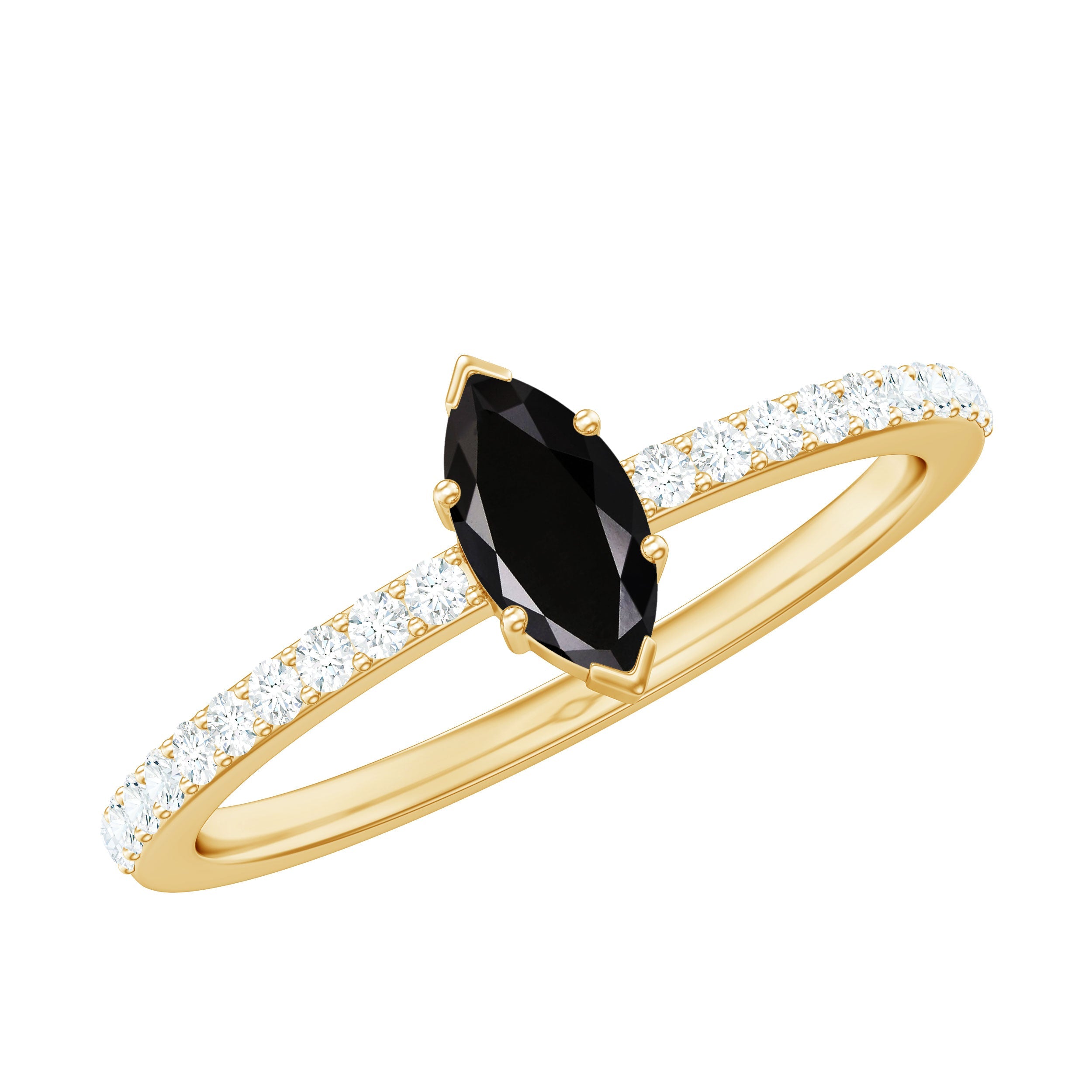 Marquise Black Spinel Diamond Promise Ring for Proposal | Rings | Wiccan Center
