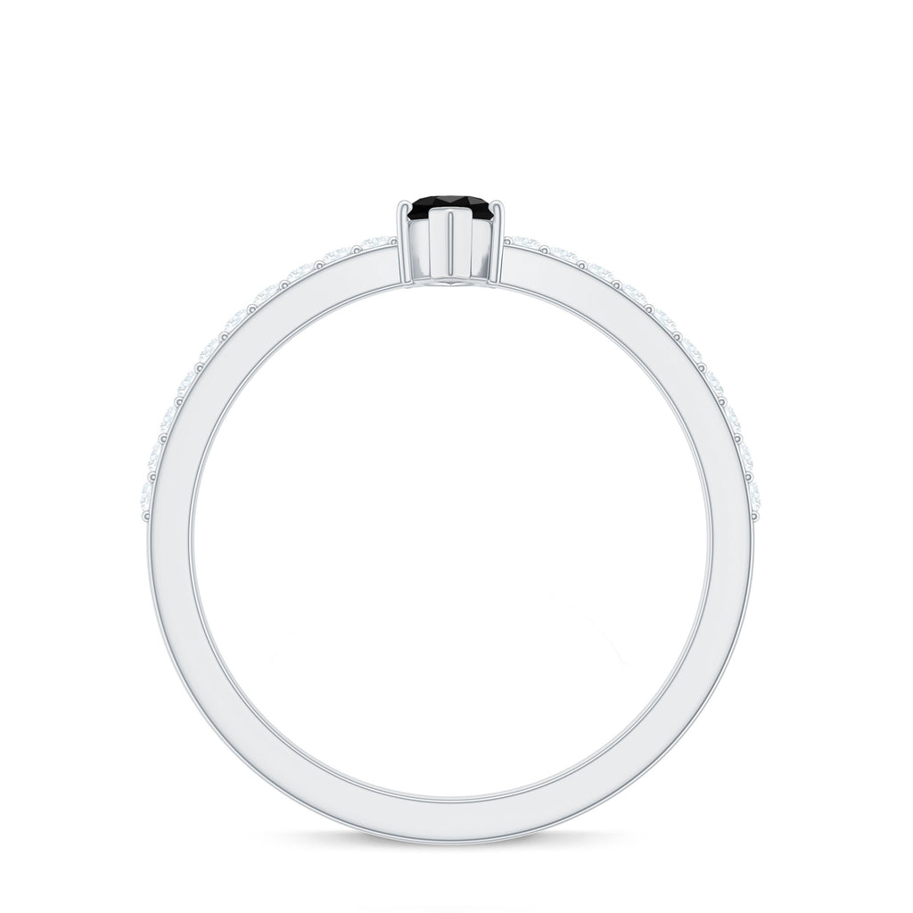 0.7 Carat Marquise Cut Black Onyx Minimal Promise Ring with Diamond