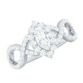 Marquise Moissanite Criss Cross Engagement Ring with Halo