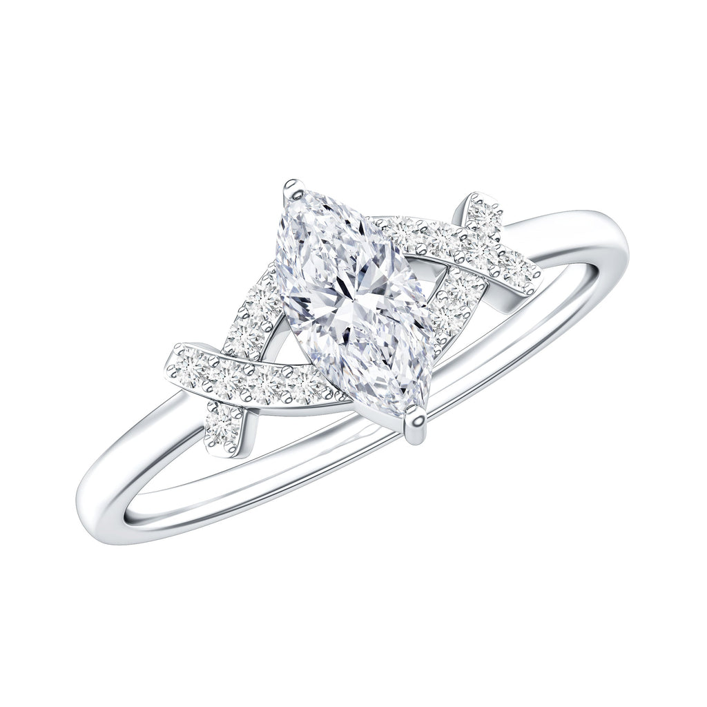 Certified Moissanite Marquise Engagement Ring for Women