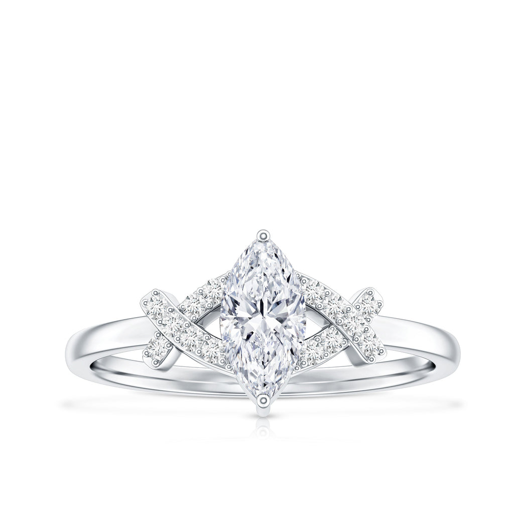Certified Moissanite Marquise Engagement Ring for Women