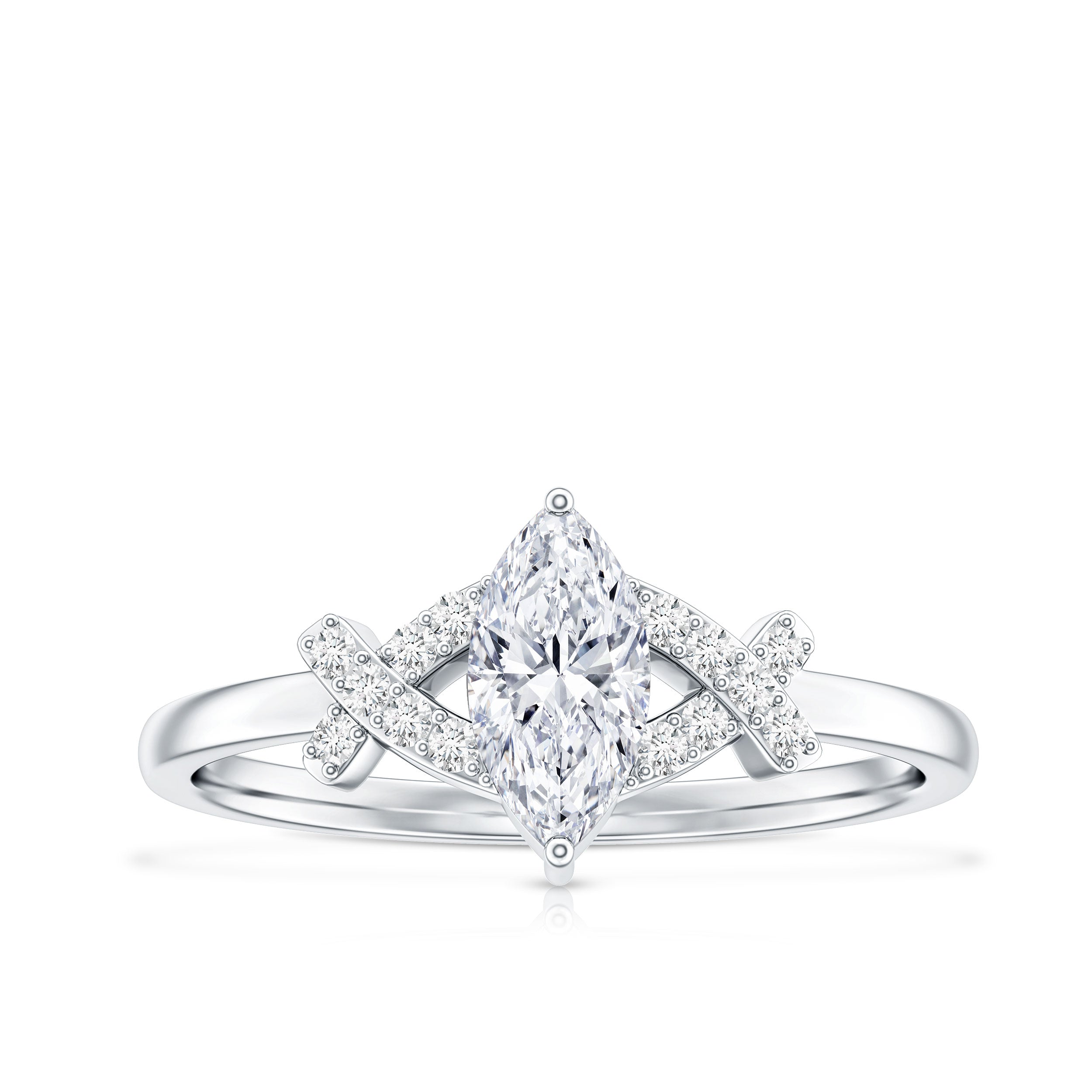 Certified Moissanite Marquise Engagement Ring for Women