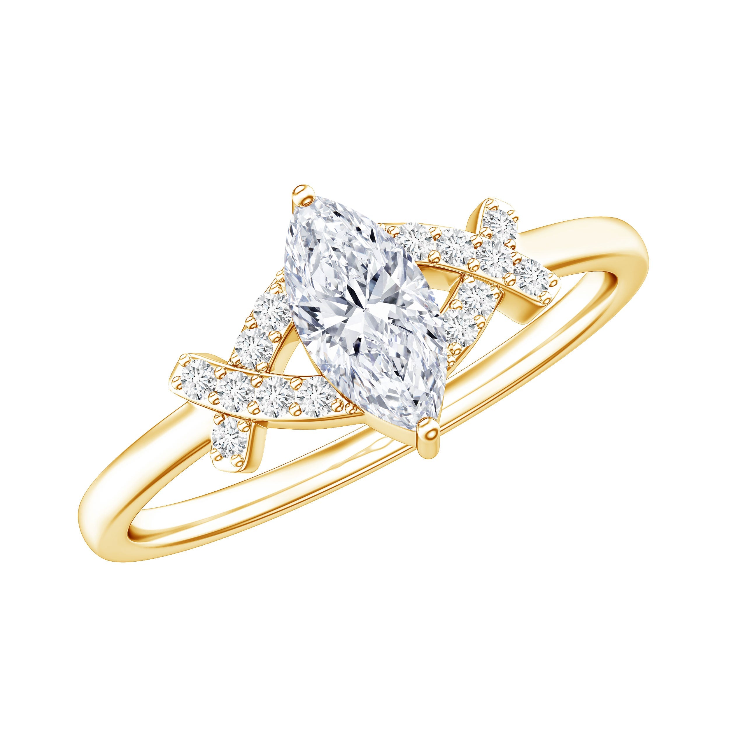 Certified Moissanite Marquise Engagement Ring for Women | Rings | Wiccan Center
