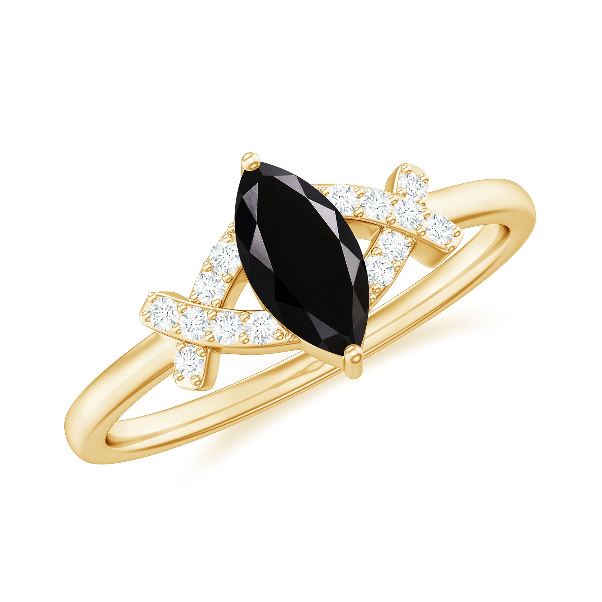 Natural Black Spinel Marquise Engagement Ring with Diamond | Rings | Wiccan Center