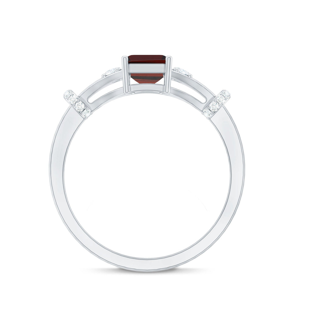 Real 2 Carat Garnet Designer Engagement Ring with Diamond