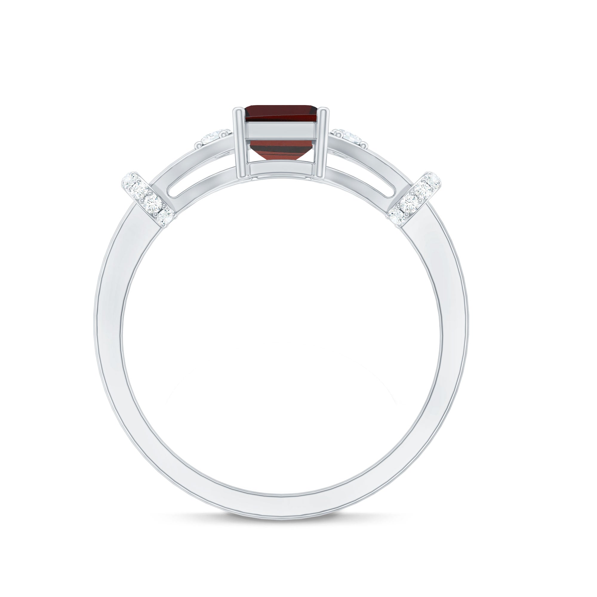 Real 2 Carat Garnet Designer Engagement Ring with Diamond