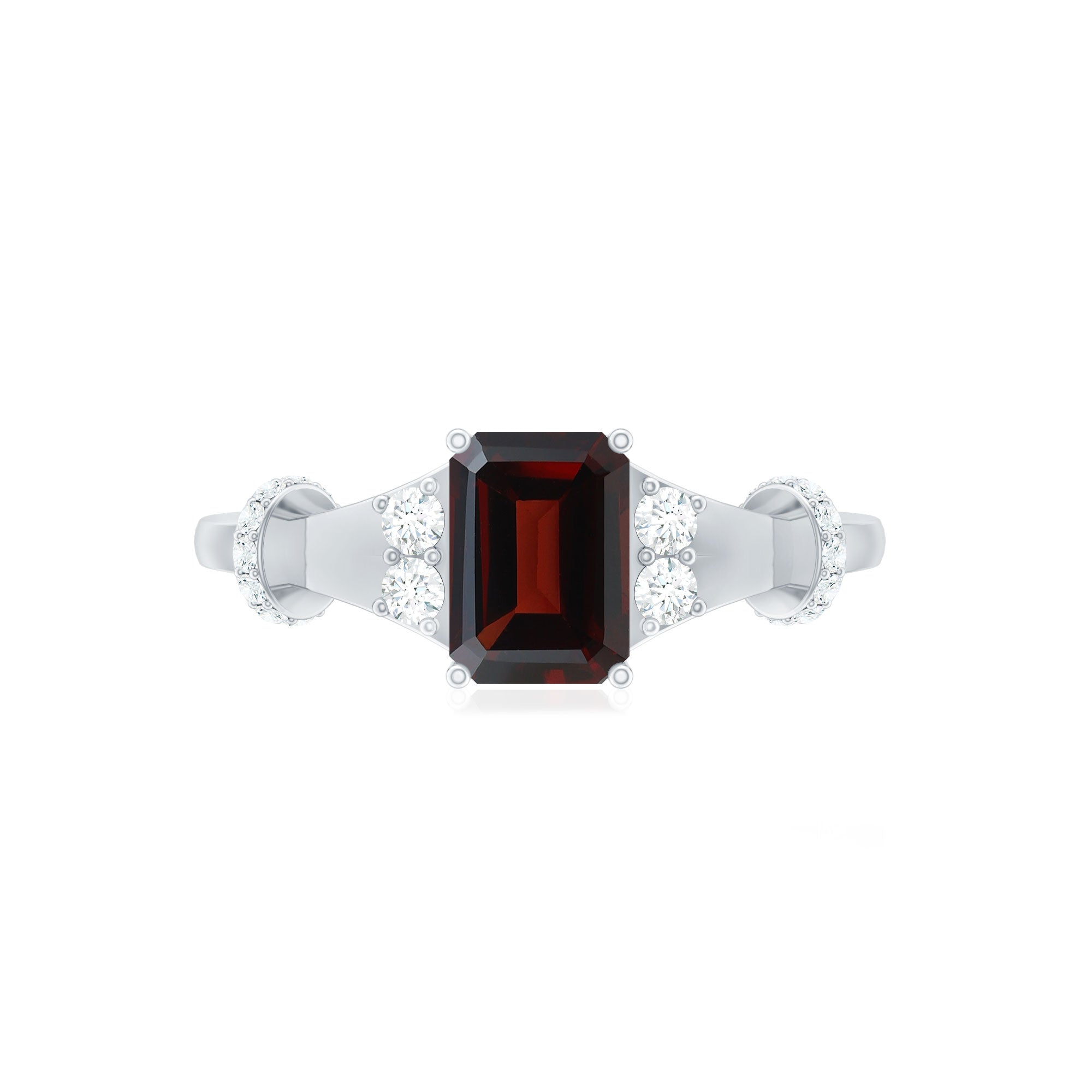 Real 2 Carat Garnet Designer Engagement Ring with Diamond