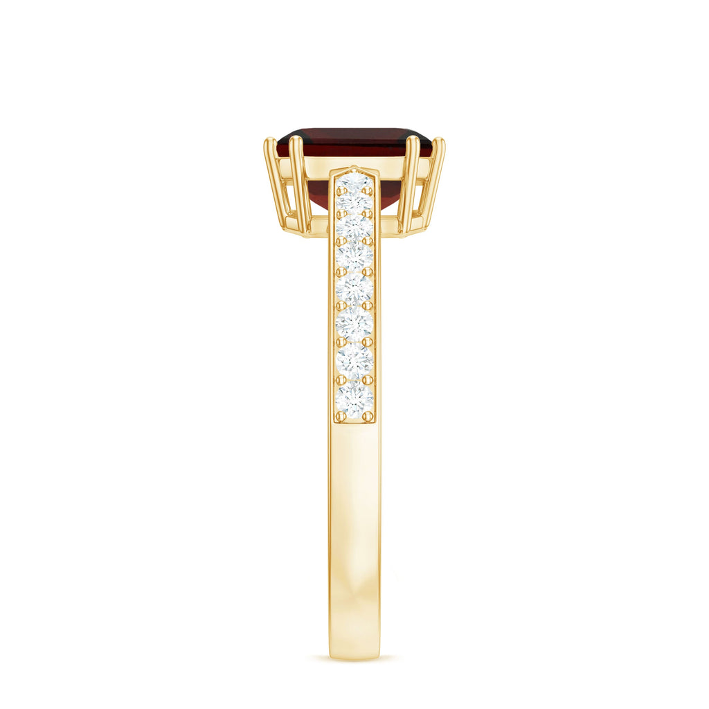 Natural Garnet 3.3 Carat Asscher Cut Engagement Ring with Diamond