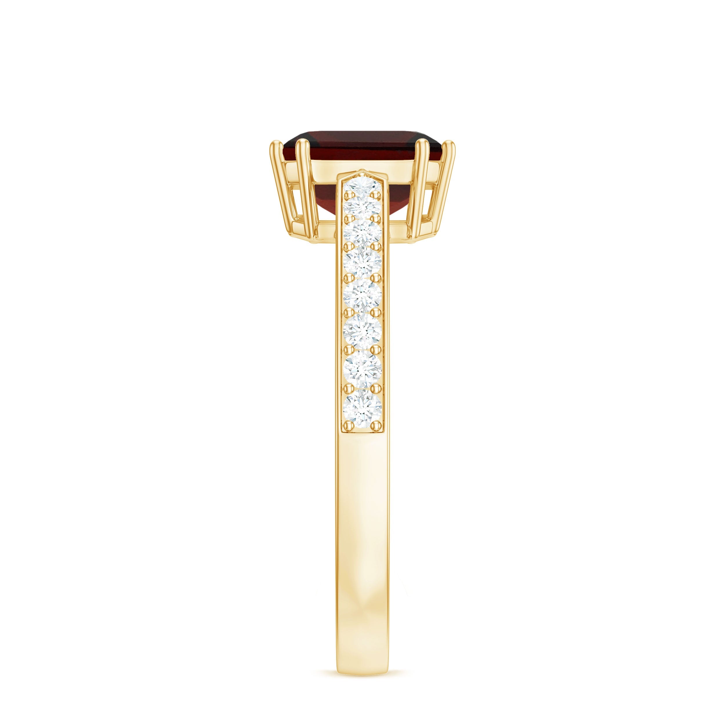 Natural Garnet 3.3 Carat Asscher Cut Engagement Ring with Diamond